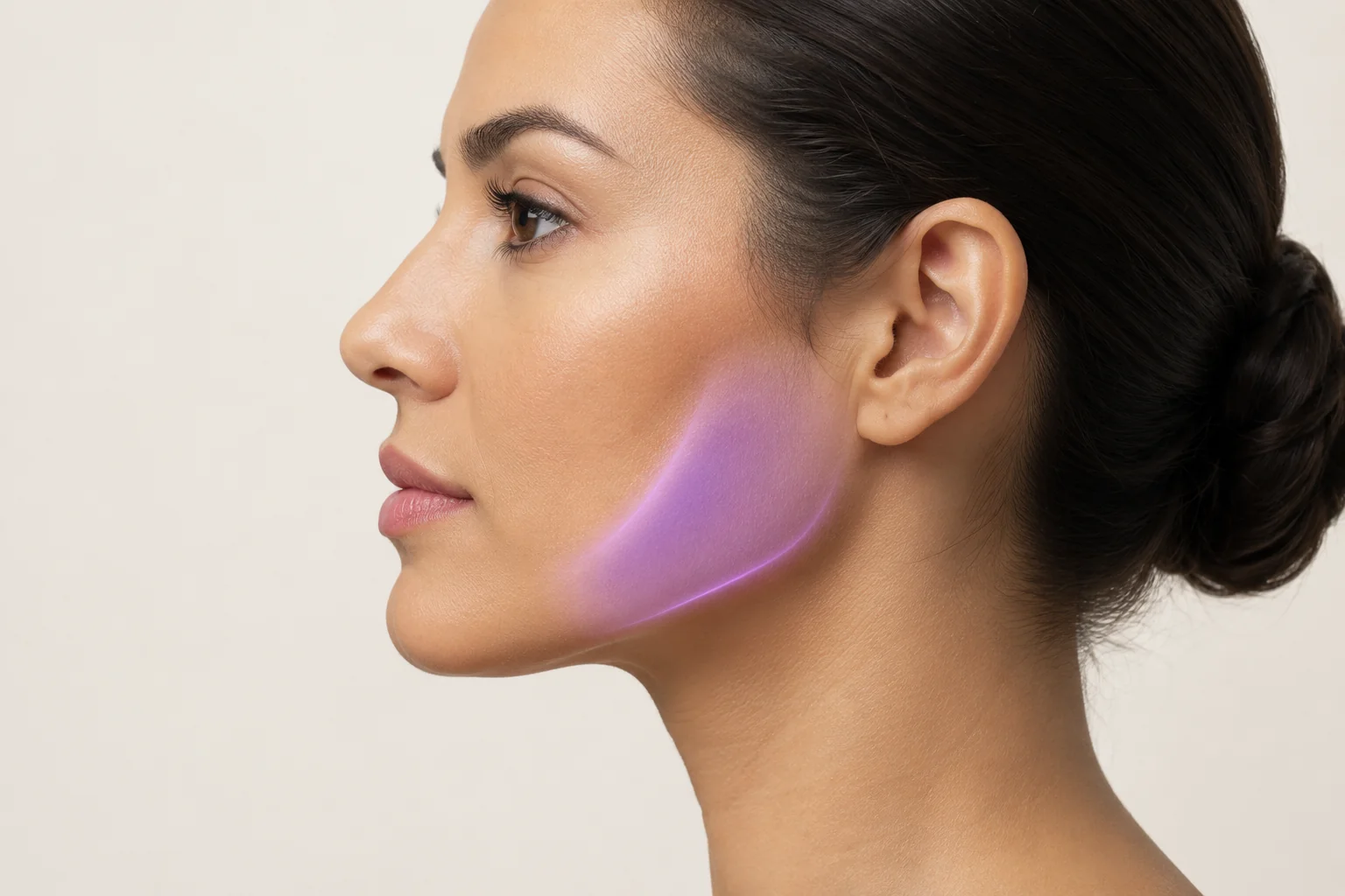 Side-profile view of jawline showing masseter muscle area for Botox treatment